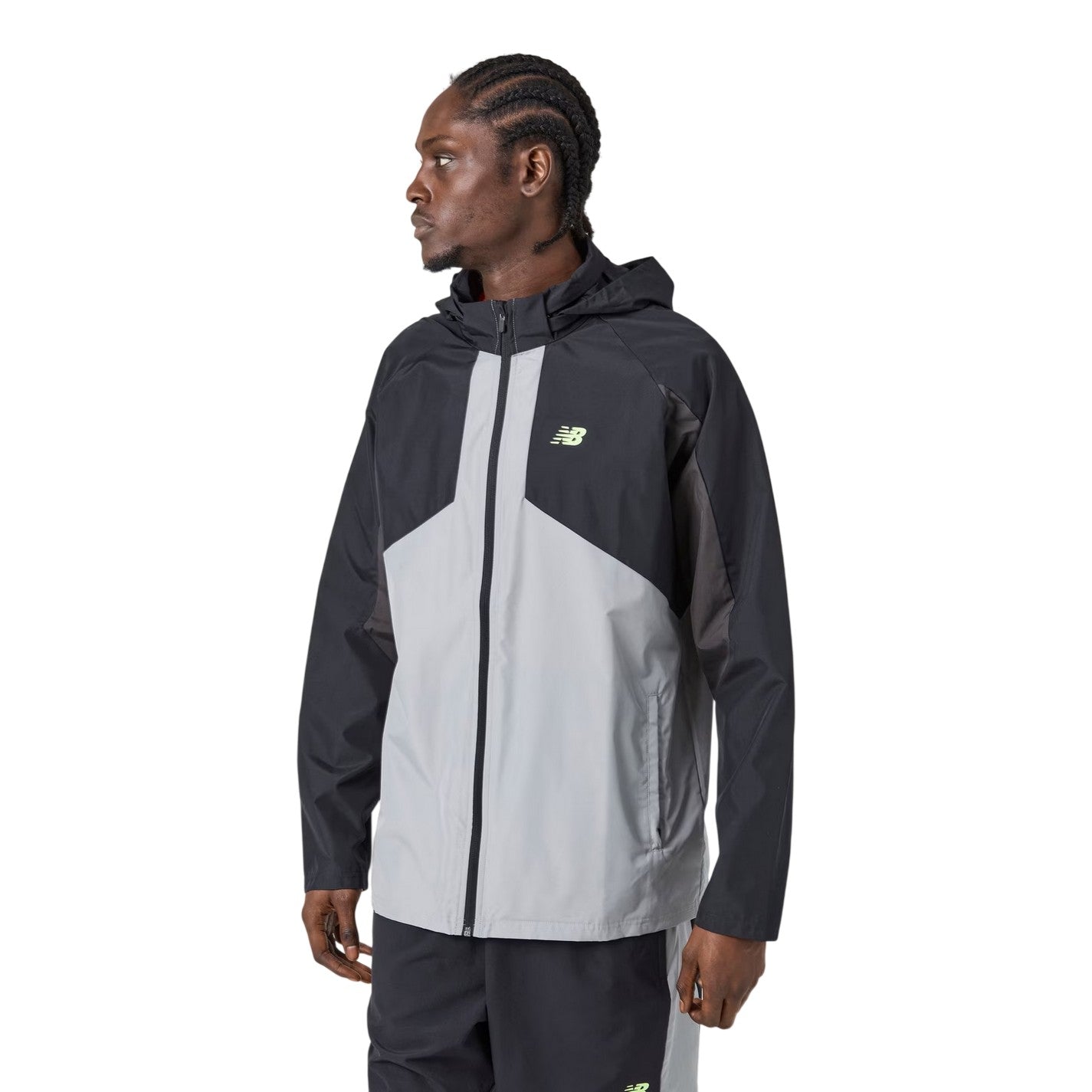 Black - Side - New Balance Mens Balance Colour Block Woven Regular Long-Sleeved Hooded Jacket