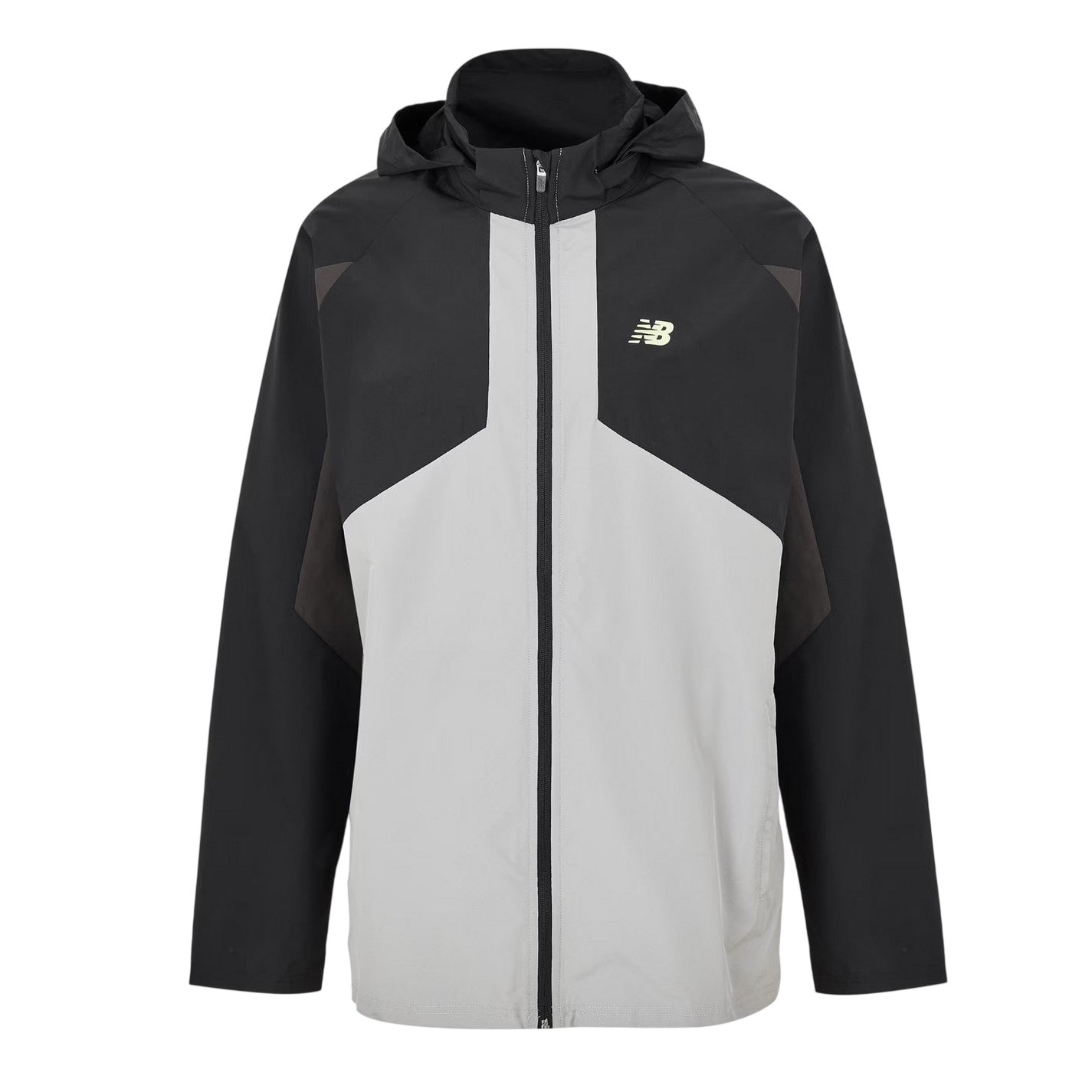 Black - Front - New Balance Mens Balance Colour Block Woven Regular Long-Sleeved Hooded Jacket