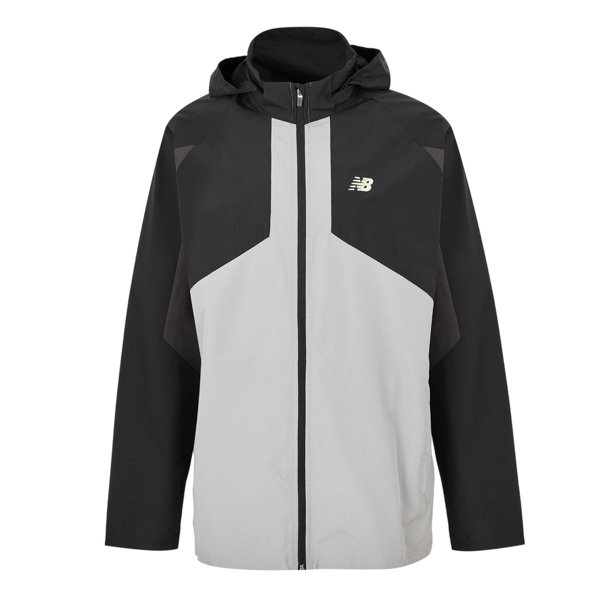 Black - Front - New Balance Mens Balance Colour Block Woven Regular Long-Sleeved Hooded Jacket