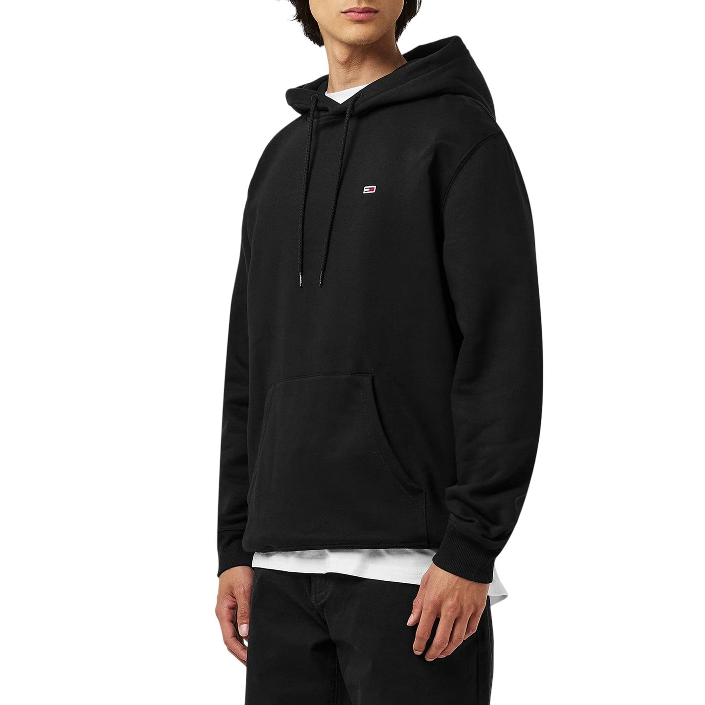 Black - Side - Tommy Jeans Mens Collared Slim Short-Sleeved Polo Shirt