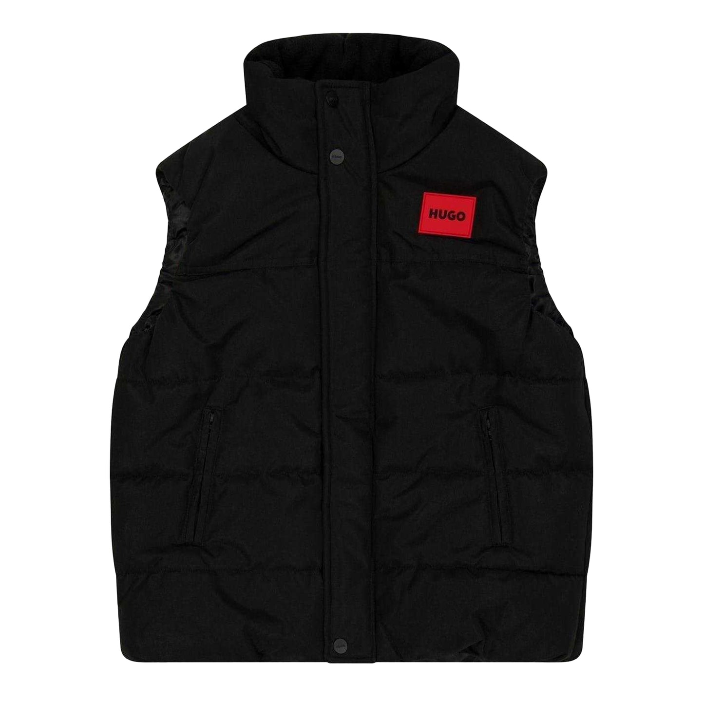 Black - Front - Hugo Childrens-Kids Padded Reversible Regular Sleeveless Gilet
