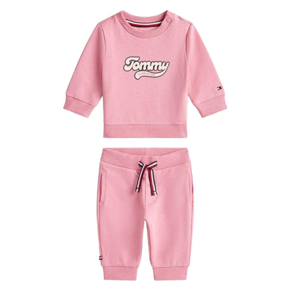 Pink - Front - Tommy Hilfiger Baby Graphic Print Top & Bottom Set
