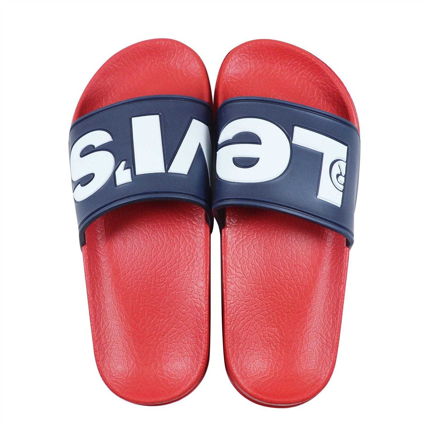 Navy-Red - Lifestyle - Levis Childrens-Kids June Pool Slip-on Flat Sliders