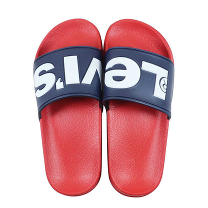 Navy-Red - Lifestyle - Levis Childrens-Kids June Pool Slip-on Flat Sliders