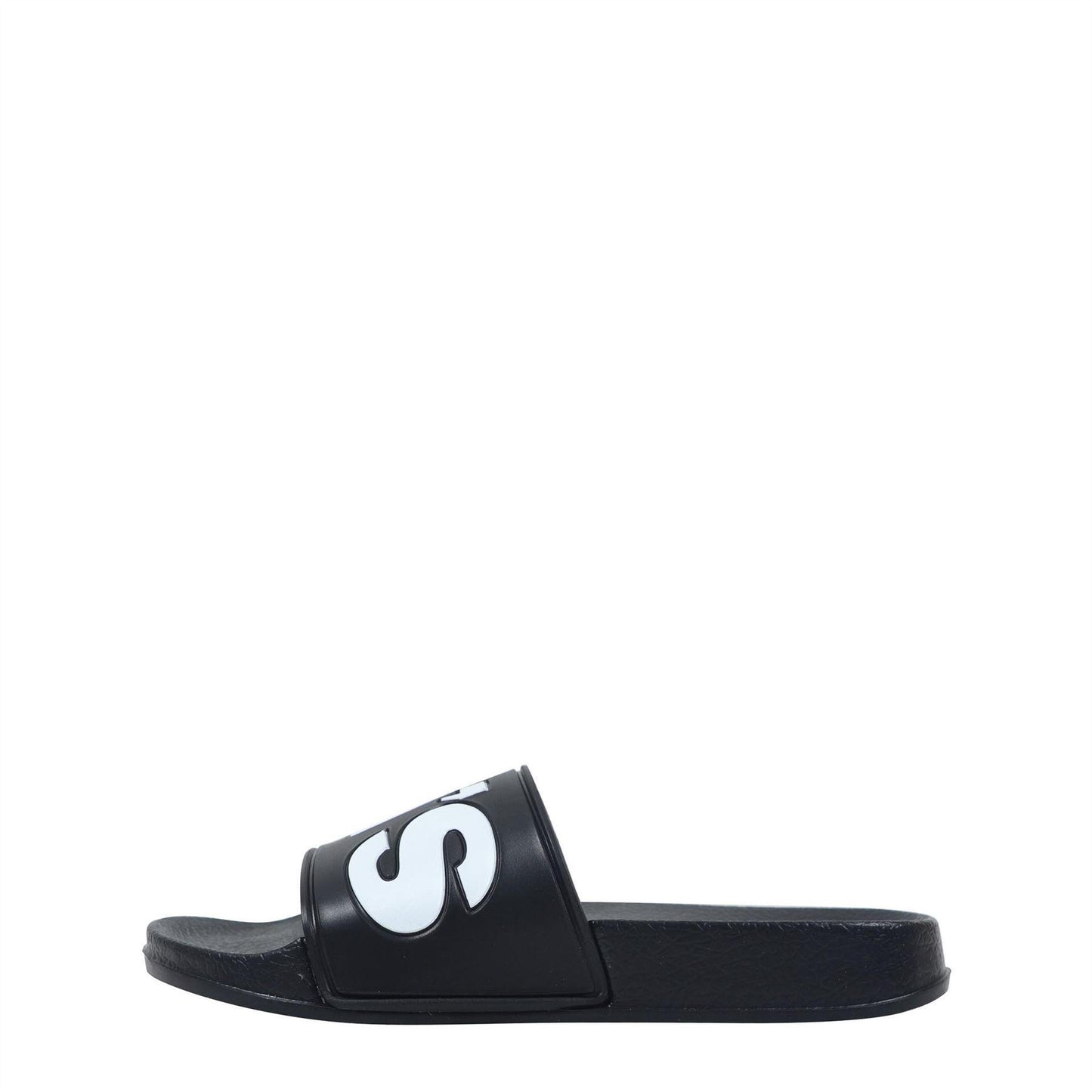Black - Back - Levis Childrens-Kids June Pool Slip-on Flat Sliders
