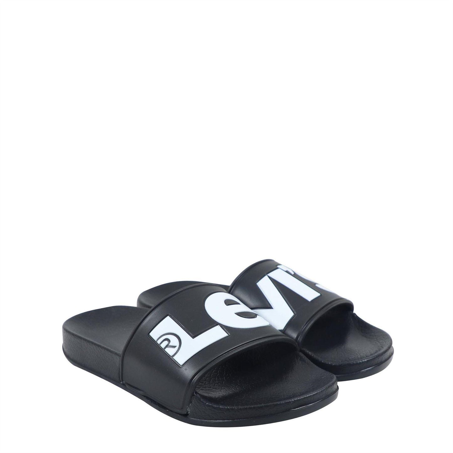 Black - Side - Levis Childrens-Kids June Pool Slip-on Flat Sliders
