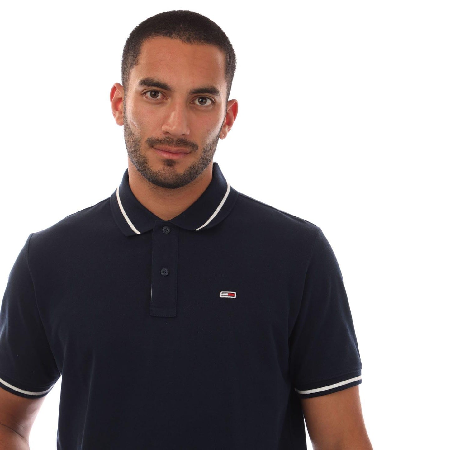 Navy - Side - Tommy Jeans Mens Tipped Regular Polo Shirt