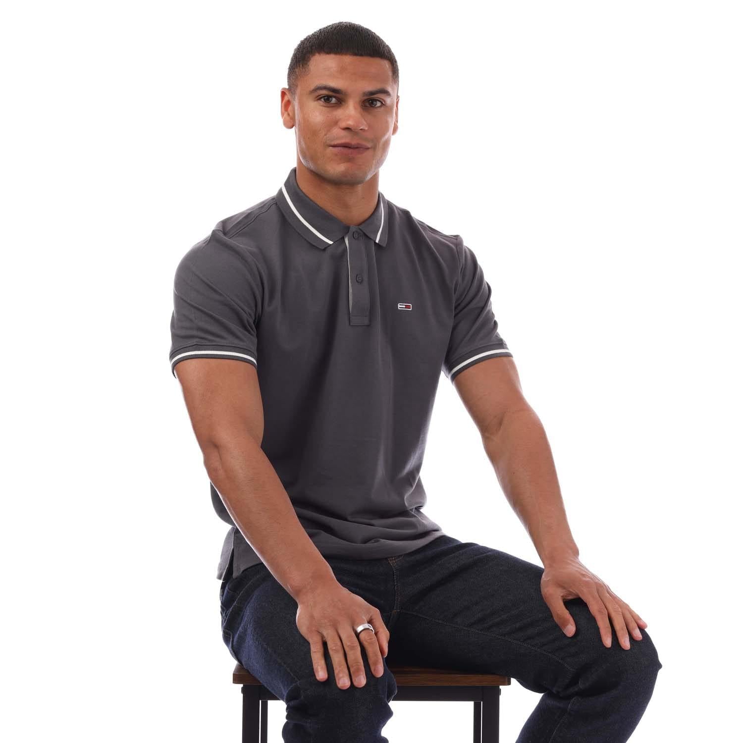 Grey - Lifestyle - Tommy Jeans Mens Tipped Regular Polo Shirt