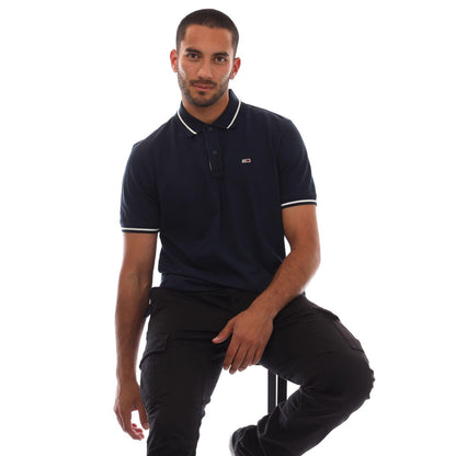 Navy - Lifestyle - Tommy Jeans Mens Tipped Regular Polo Shirt