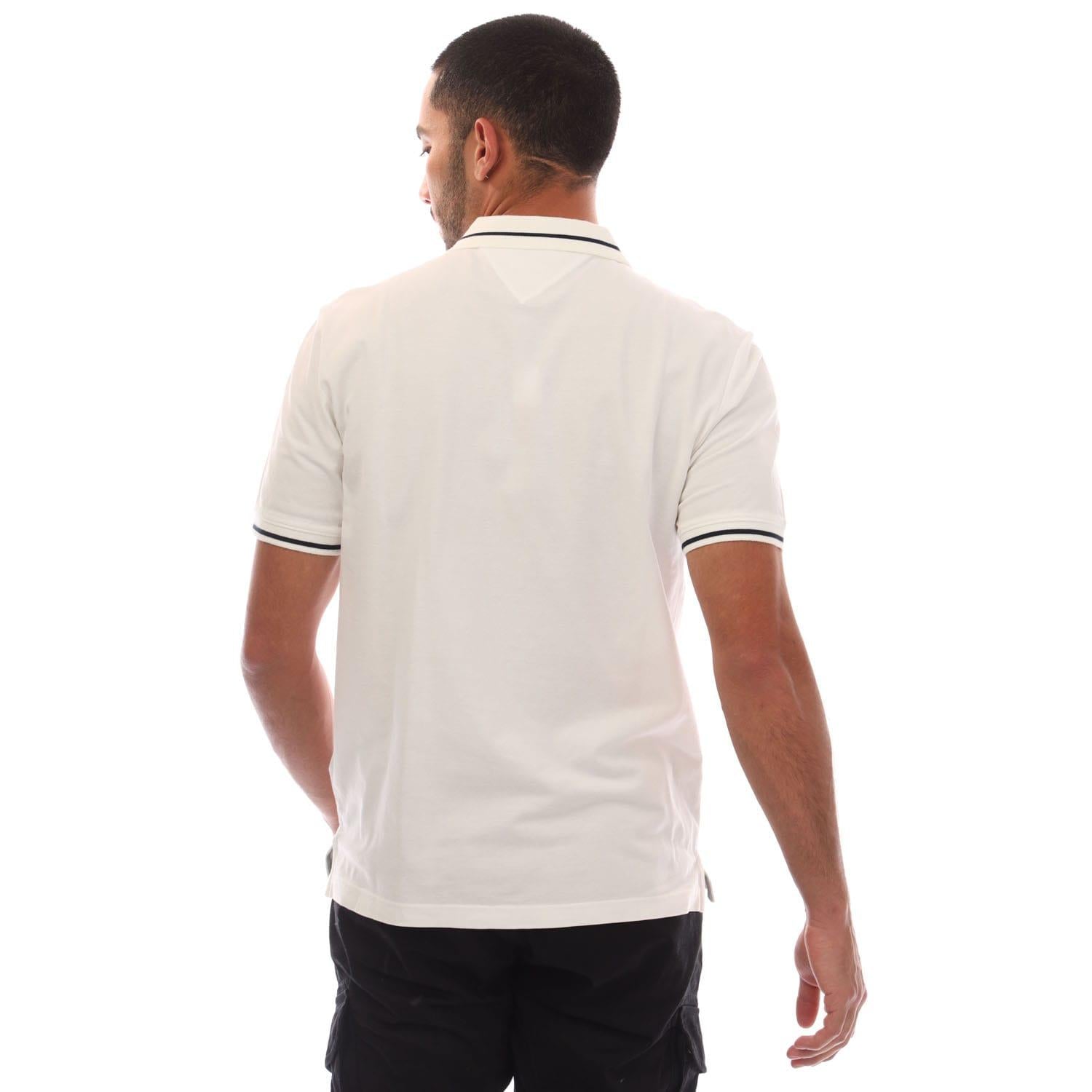 White - Back - Tommy Jeans Mens Tipped Regular Polo Shirt