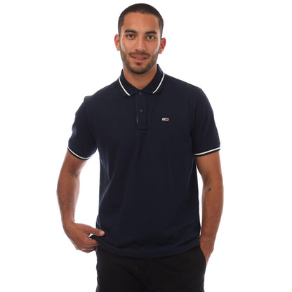 Navy - Front - Tommy Jeans Mens Tipped Regular Polo Shirt