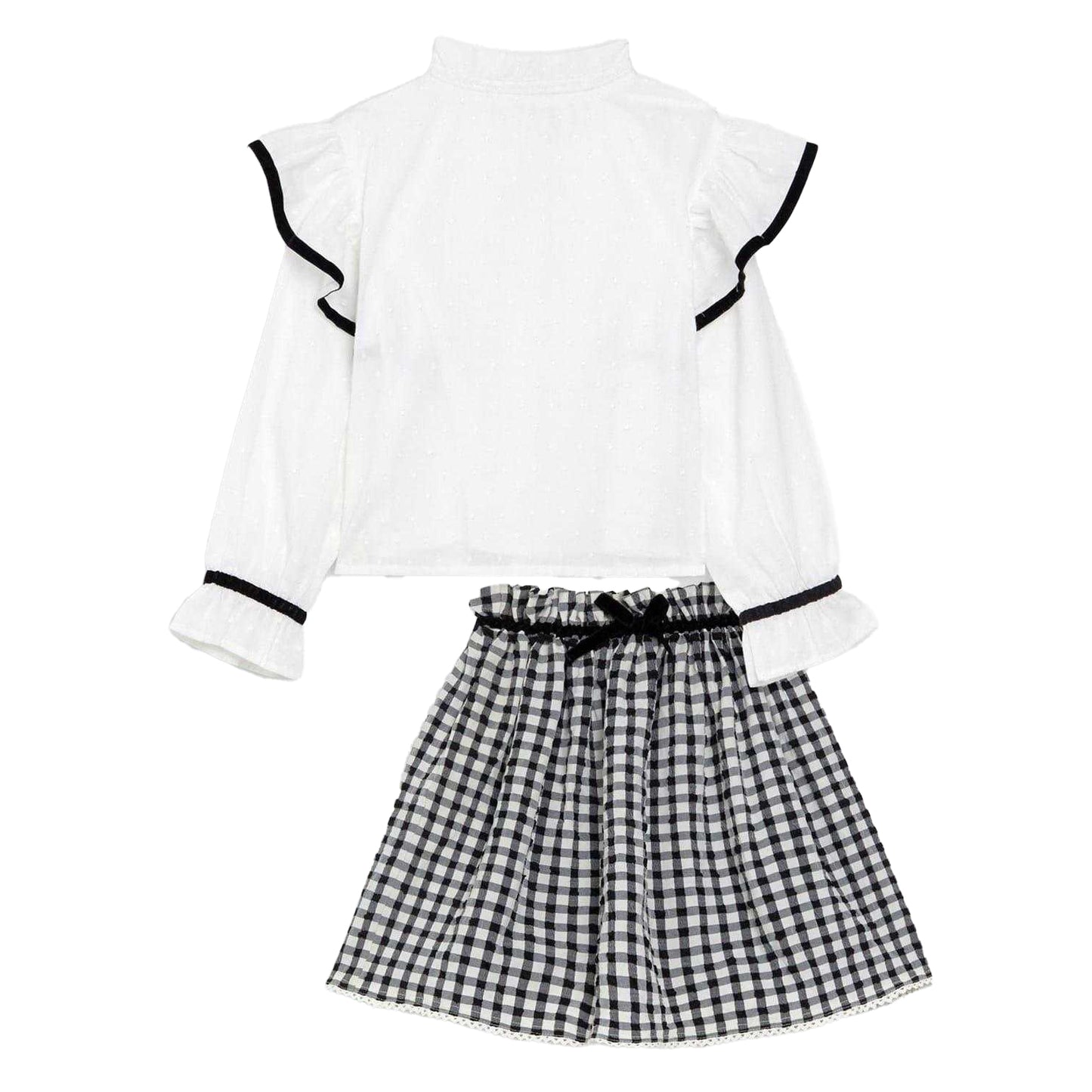 Multicoloured Print - Front - Be You Girls Frill High Collar Regular Top & Bottom Set
