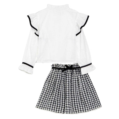 Multicoloured Print - Front - Be You Girls Frill High Collar Regular Top & Bottom Set