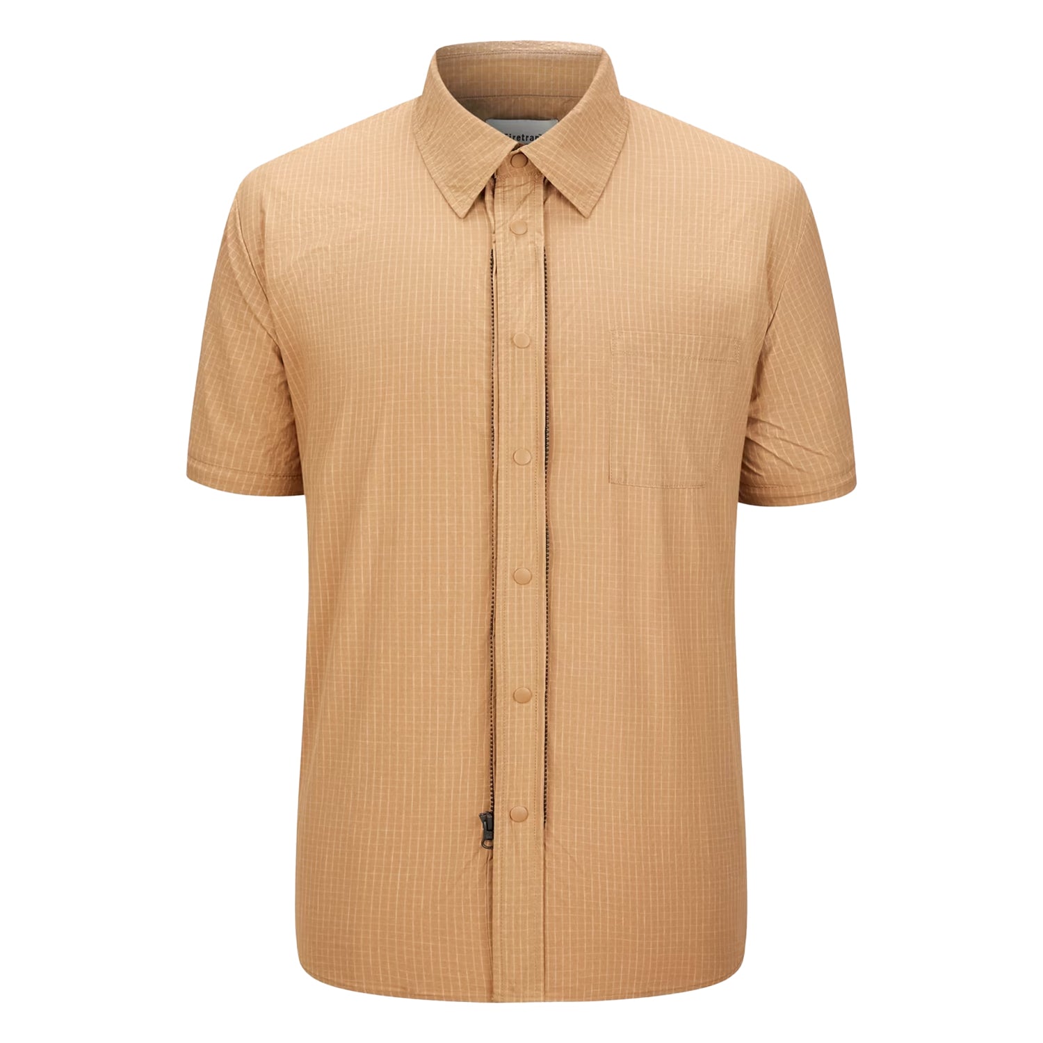 Khaki - Pack Shot - Firetrap Mens 3 in 1 Ripstop Convertible Shirt
