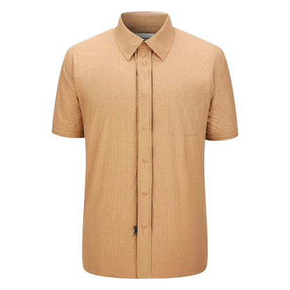 Khaki - Pack Shot - Firetrap Mens 3 in 1 Ripstop Convertible Shirt