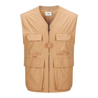 Khaki - Close up - Firetrap Mens 3 in 1 Ripstop Convertible Shirt