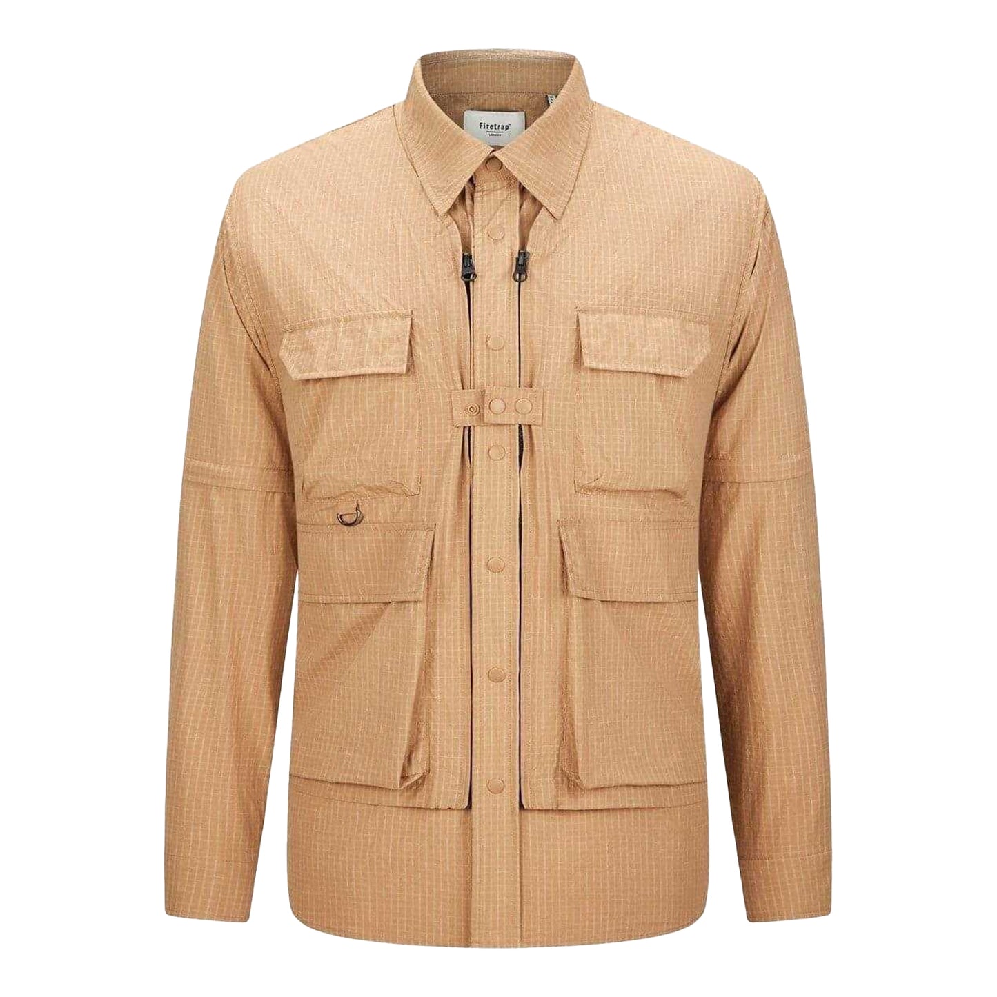 Khaki - Front - Firetrap Mens 3 in 1 Ripstop Convertible Shirt