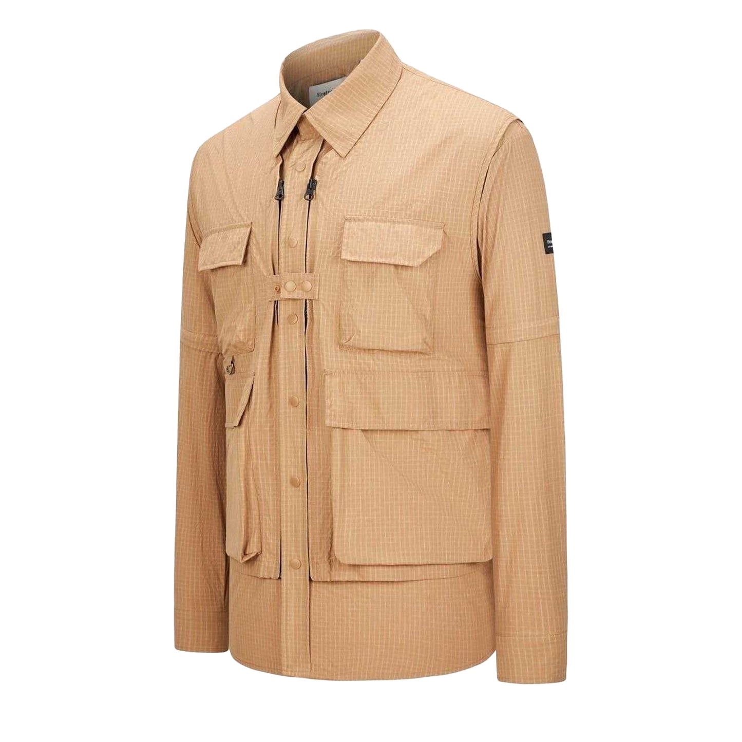 Khaki - Side - Firetrap Mens 3 in 1 Ripstop Convertible Shirt