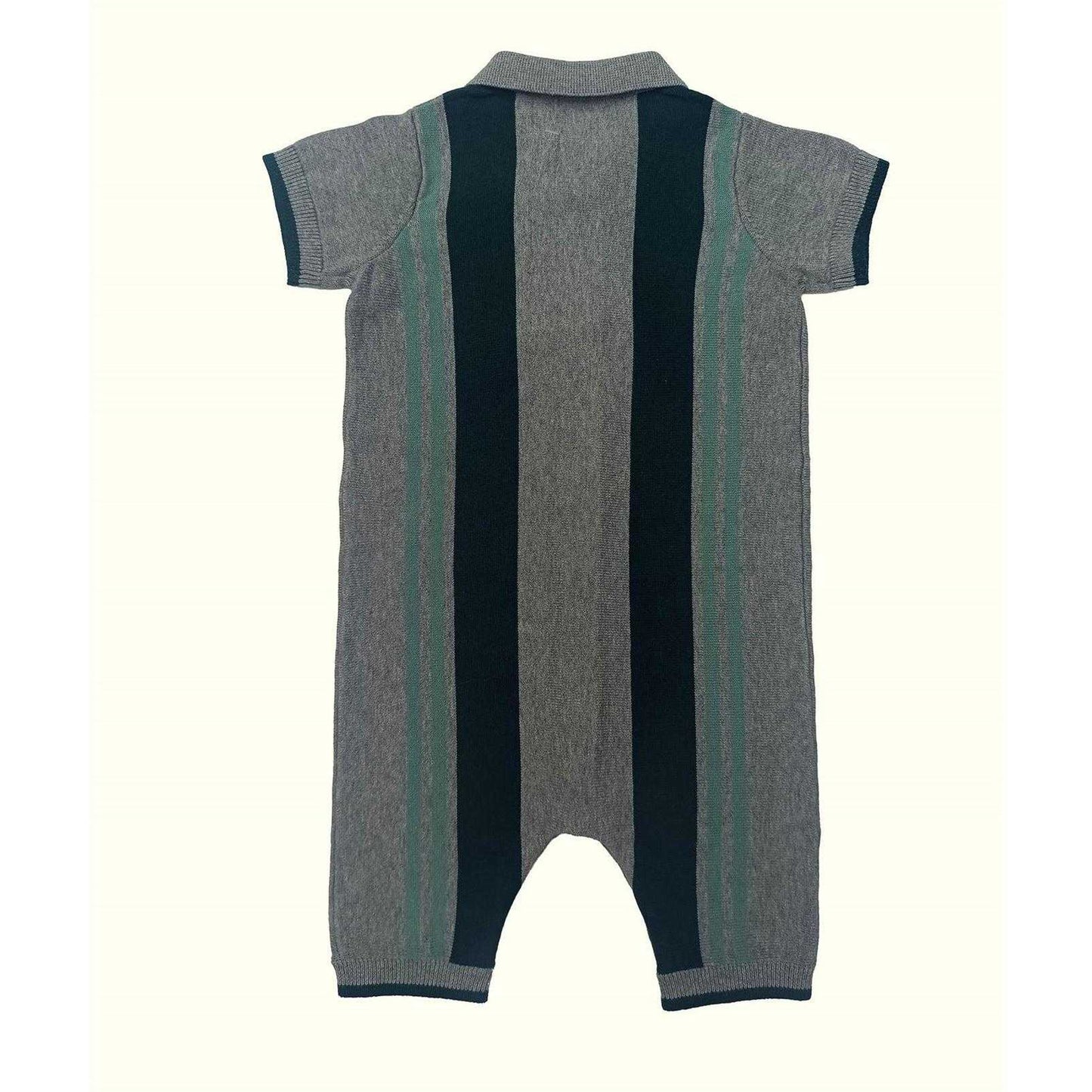 Multicoloured - Back - Pretty Green Baby Striped Short-Sleeved Romper