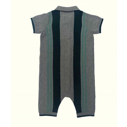 Multicoloured - Back - Pretty Green Baby Striped Short-Sleeved Romper