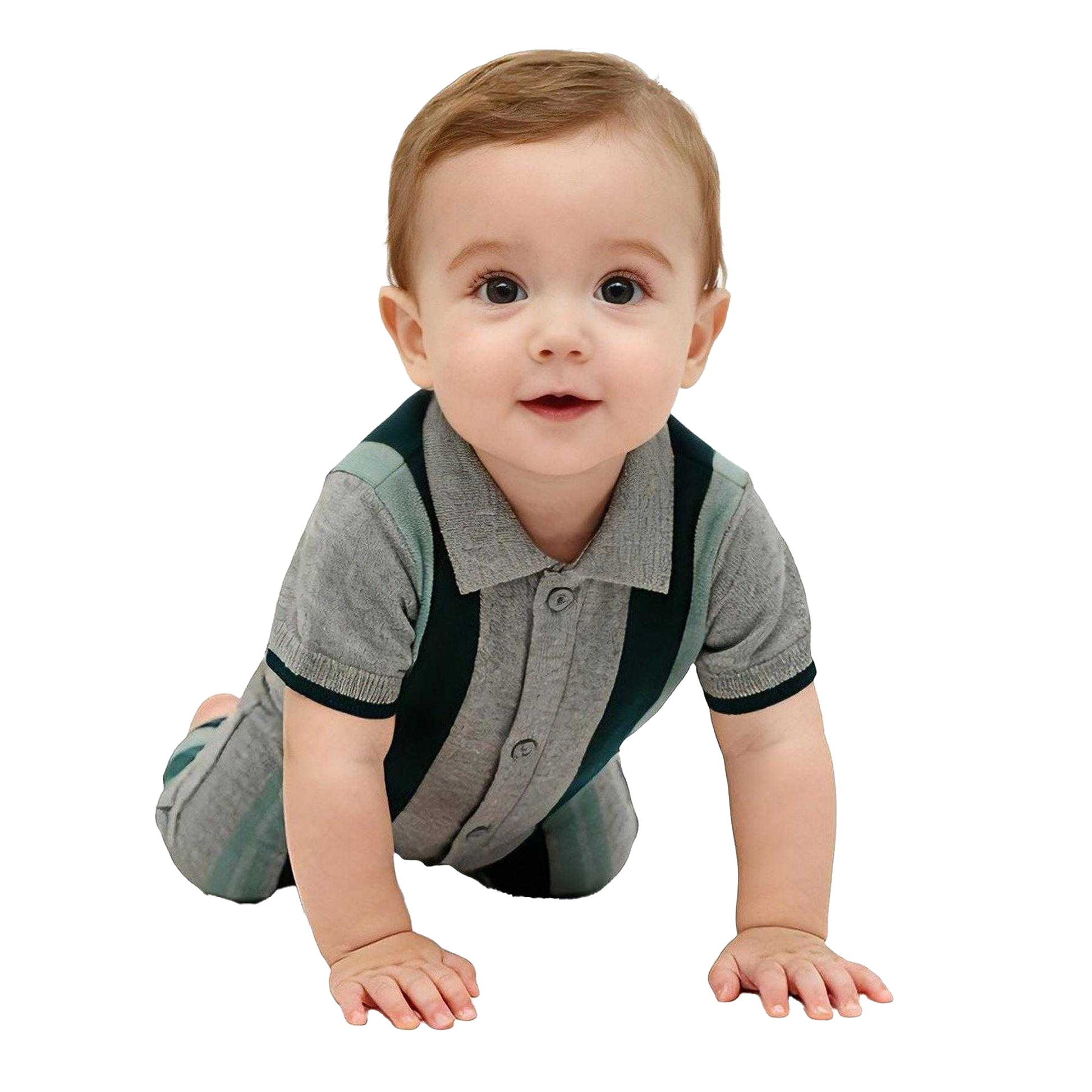 Multicoloured - Side - Pretty Green Baby Striped Short-Sleeved Romper