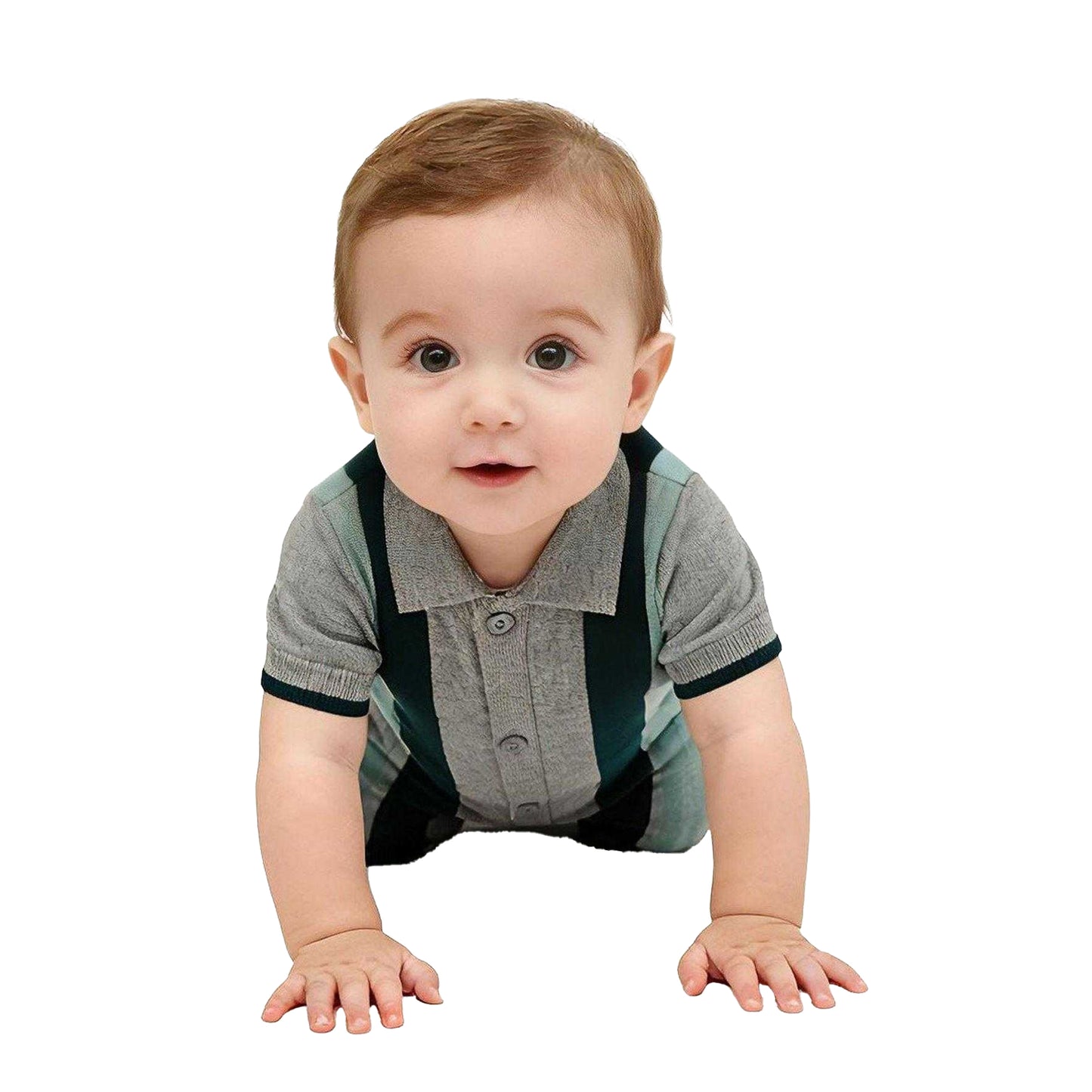 Multicoloured - Lifestyle - Pretty Green Baby Striped Short-Sleeved Romper