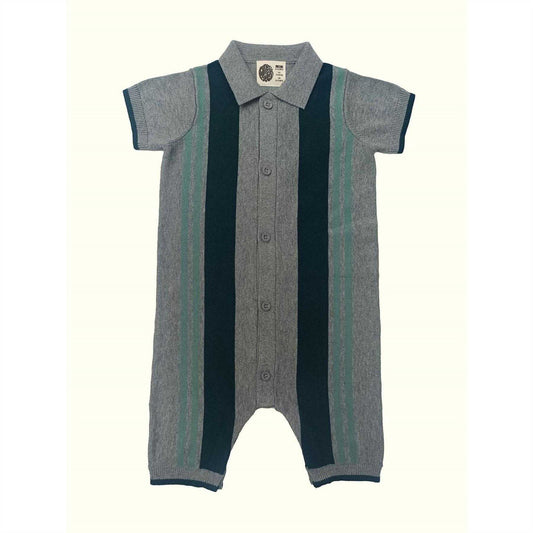 Multicoloured - Front - Pretty Green Baby Striped Short-Sleeved Romper