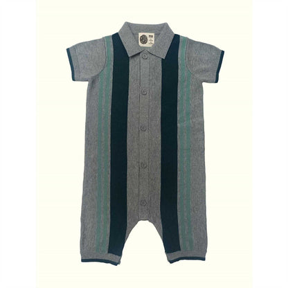 Multicoloured - Front - Pretty Green Baby Striped Short-Sleeved Romper
