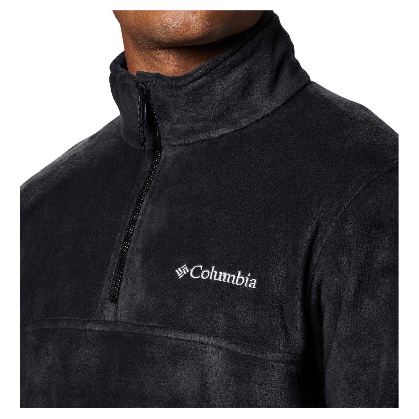 Black - Side - Columbia Mens Steens Fleece Quarter Zip Tailored Long-Sleeved Sweatshirt