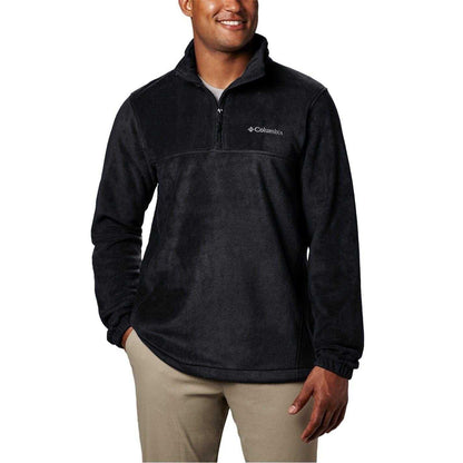 Black - Front - Columbia Mens Steens Fleece Quarter Zip Tailored Long-Sleeved Sweatshirt