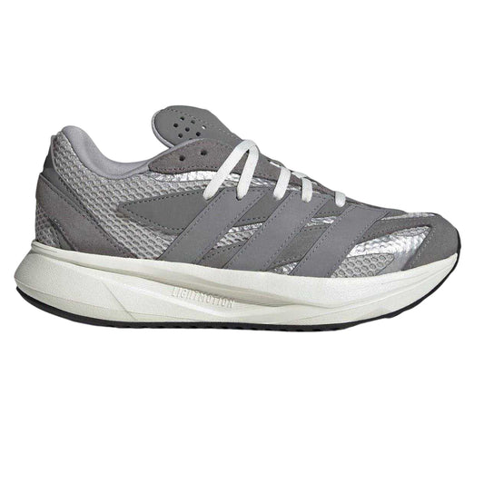 Grey-Silver - Front - Adidas Childrens-Kids Lightblaze Leather Shoes
