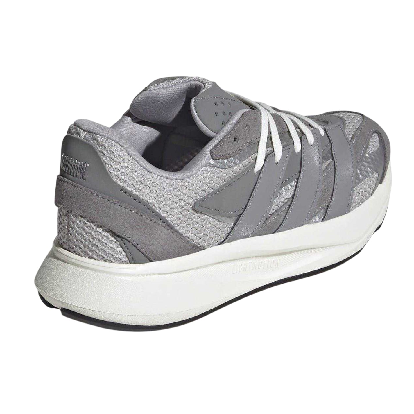 Grey-Silver - Back - Adidas Childrens-Kids Lightblaze Leather Shoes
