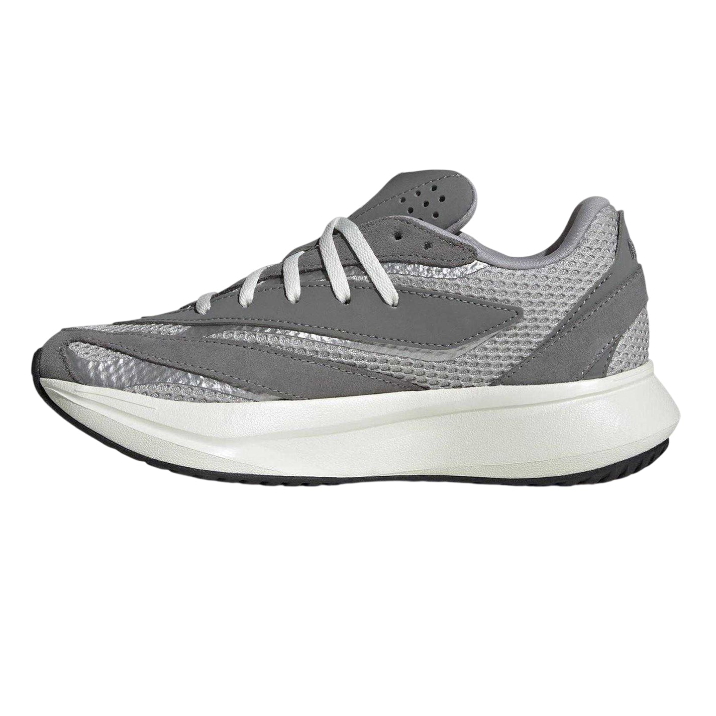 Grey-Silver - Side - Adidas Childrens-Kids Lightblaze Leather Shoes