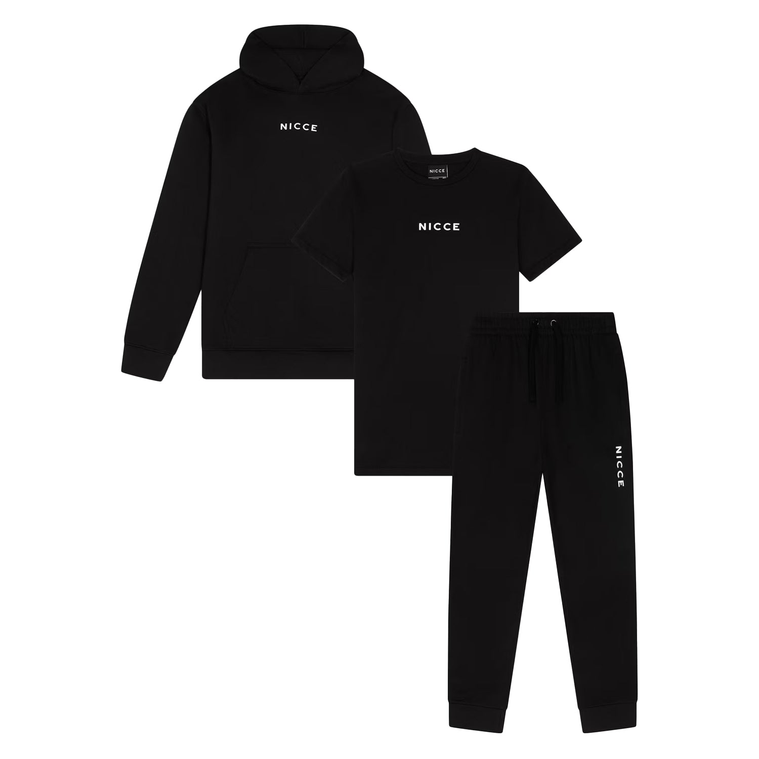 Black - Front - Nicce Boys Dylan Tracksuit Set (Pack of 3)
