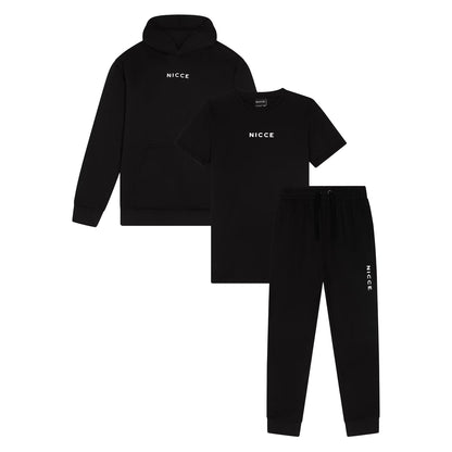 Black - Front - Nicce Boys Dylan Tracksuit Set (Pack of 3)