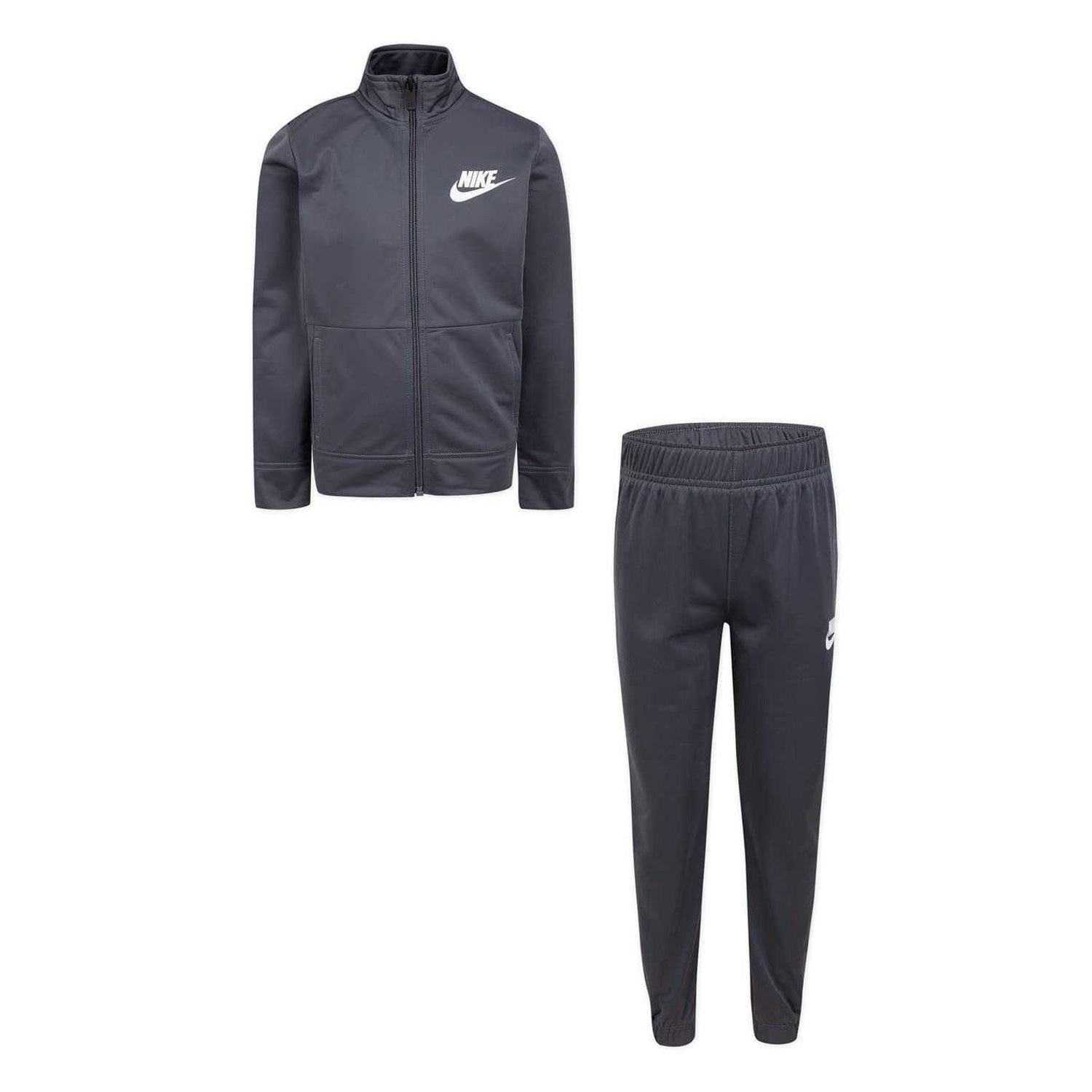 Grey-White - Front - Nike Boys Swoosh Polyester Tracksuit