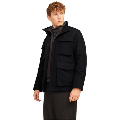 Black - Side - Jack And Jones Mens Alex Multi Pocket Regular Field Jacket
