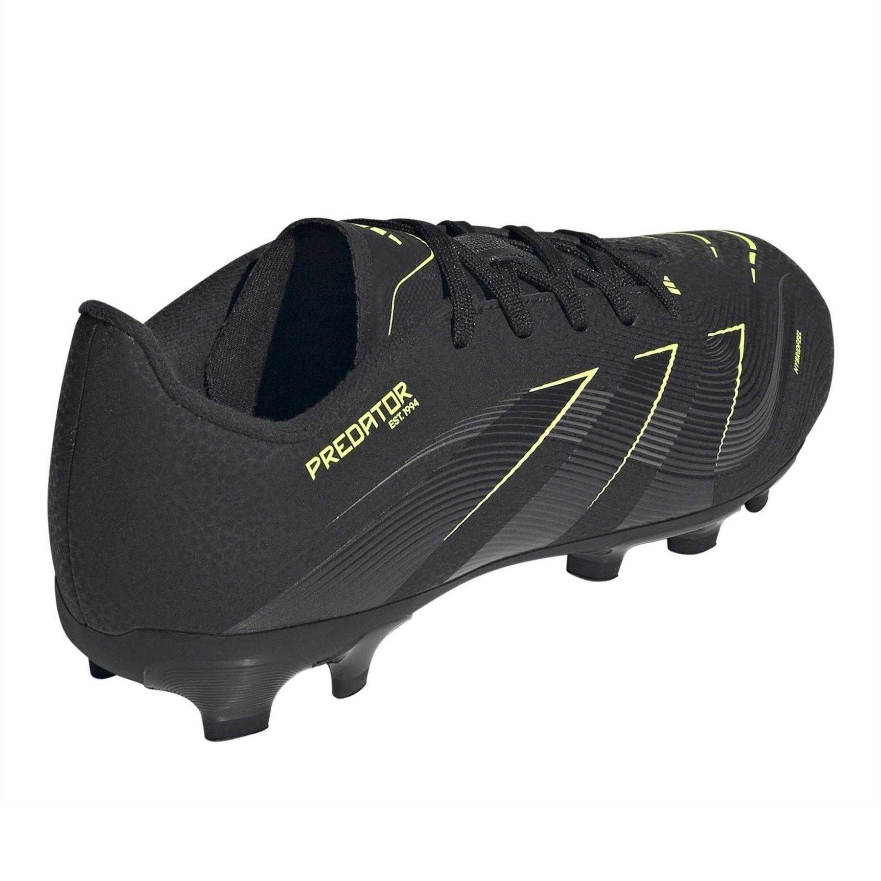 Black-Carbon-Lemon - Back - Predator Childrens-Kids Predator League Cleated Firm Ground Football Boots