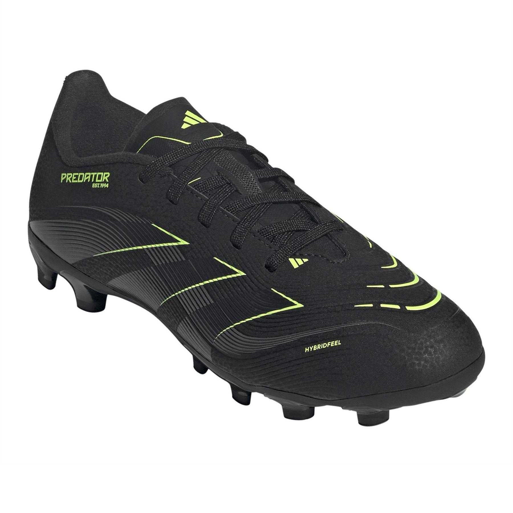 Black-Carbon-Lemon - Pack Shot - Predator Childrens-Kids Predator League Cleated Firm Ground Football Boots