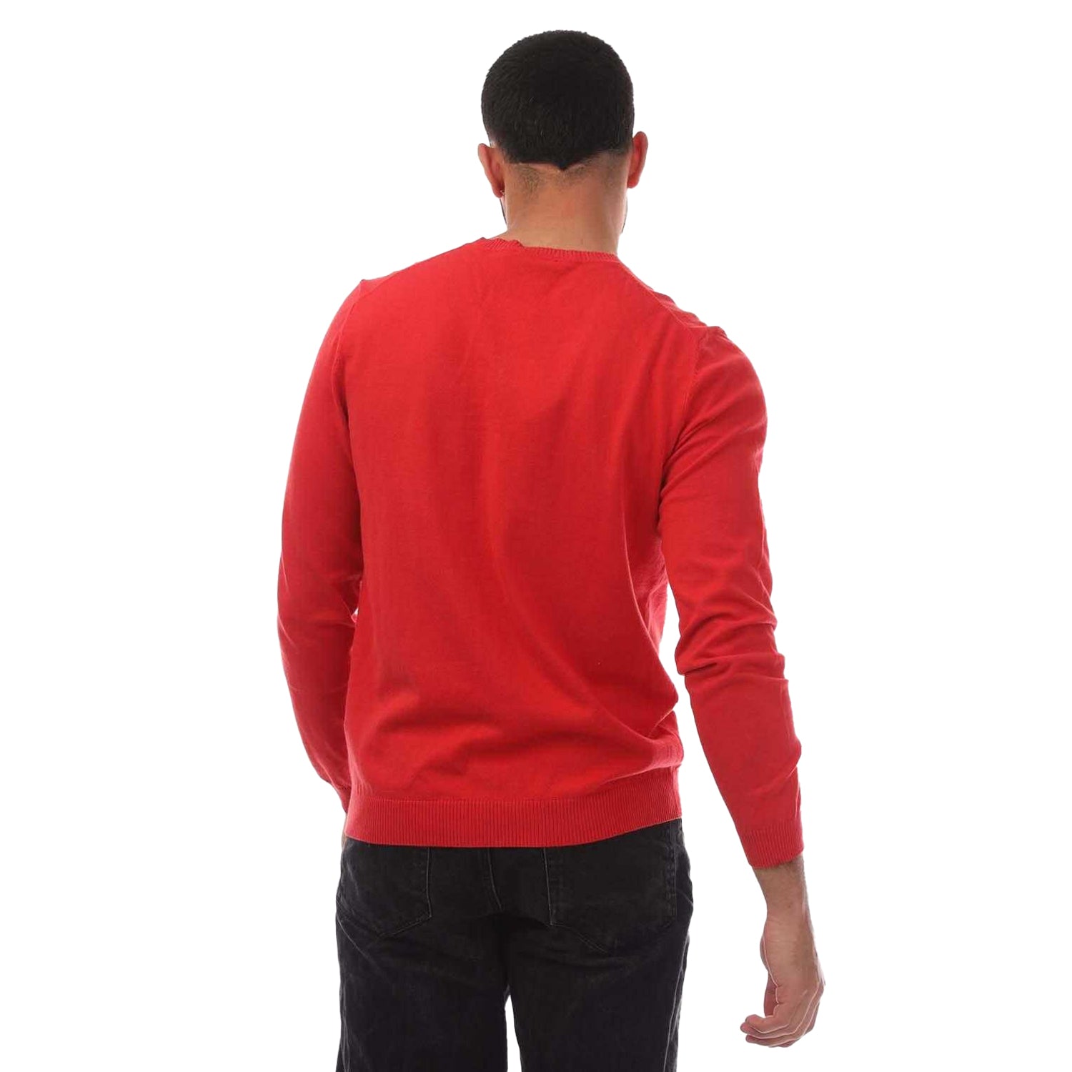 Red - Back - Boss Mens Barnabas-4 V Neck Sweater Top