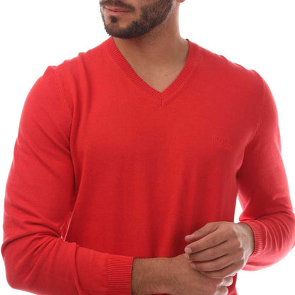 Red - Side - Boss Mens Barnabas-4 V Neck Sweater Top