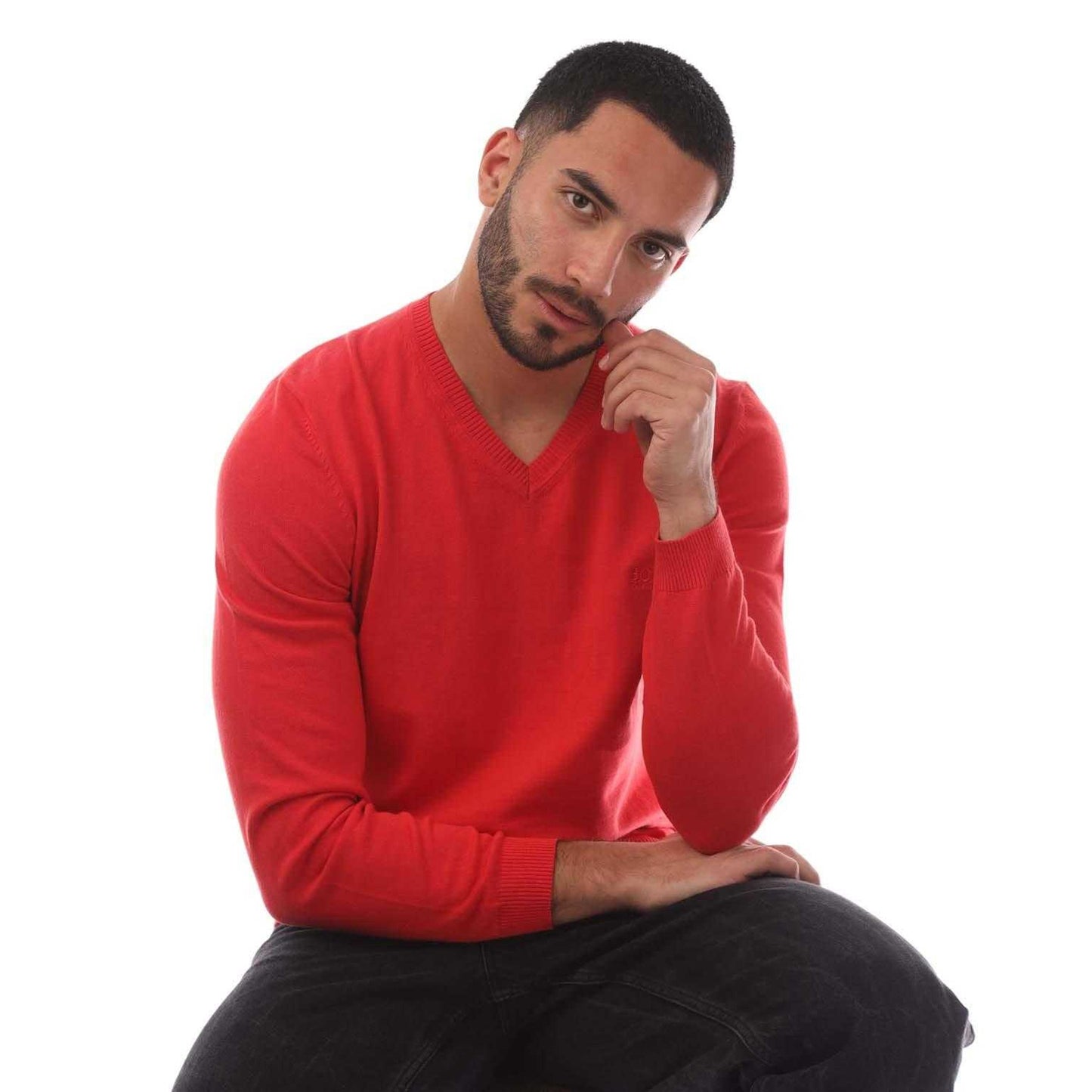 Red - Lifestyle - Boss Mens Barnabas-4 V Neck Sweater Top
