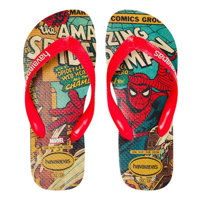 Beige-Ruby Red - Side - Havaianas Childrens-Kids Classic Iron Man Flat Flip Flops