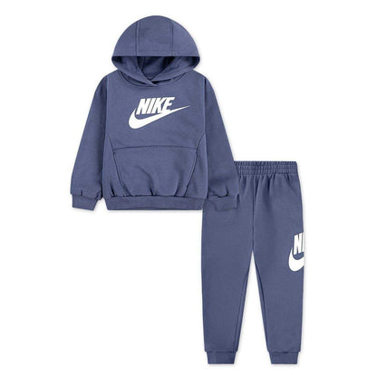 Indigo - Front - Nike Girls Fleece Long-Sleeved Tracksuit Set