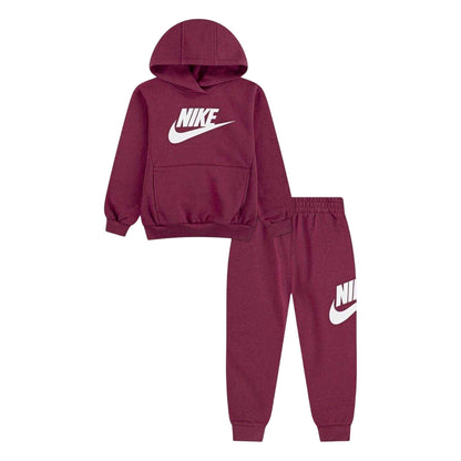 Beet Red - Front - Nike Girls Fleece Long-Sleeved Tracksuit Set