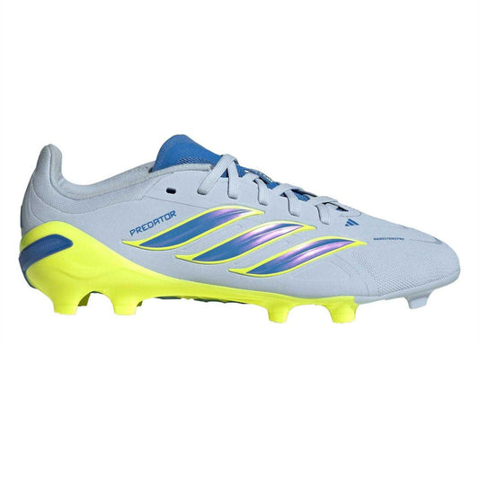 Blue-Yellow - Front - Adidas Childrens-Kids Predator Elite Firm Ground Football Boots
