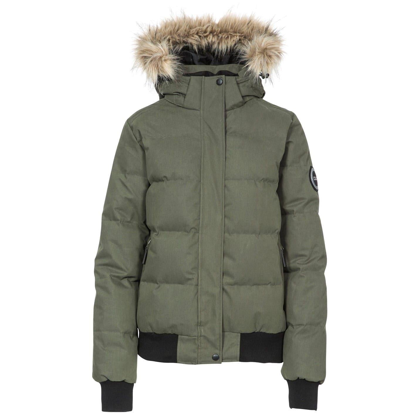 Moss - Front - DLX Womens-Ladies Kendrick Hooded Down Jacket