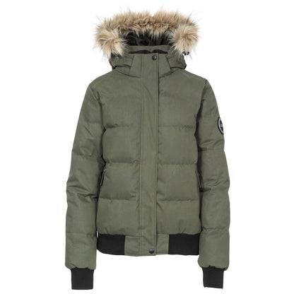 Moss - Front - DLX Womens-Ladies Kendrick Hooded Down Jacket