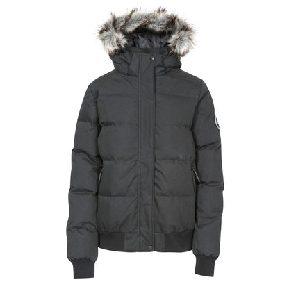 Black - Front - DLX Womens-Ladies Kendrick Hooded Down Jacket