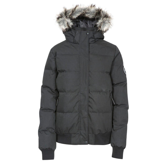 Black - Front - DLX Womens-Ladies Kendrick Hooded Down Jacket
